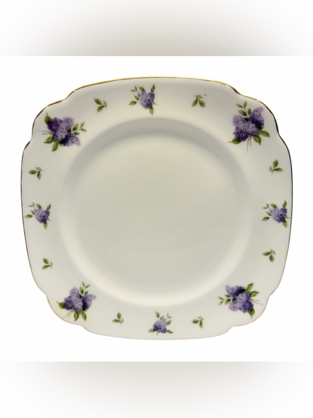 Vtg Y2K RoyalAlbert Archive Collection Lilac Lane Bone China Square Gilded Plate